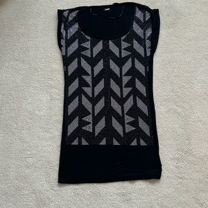 Guess Black Long Shirt with Silver Accents - Size M